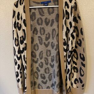 Apt. 9 Tan and Black Leopard Cardigan